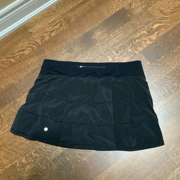 LULULEMON Pace Rival Mid Rise Skirt Black Womens Size 12 Built In Shorts Active - Picture 7 of 10
